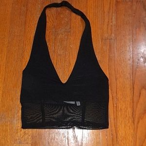 Black halter crop top